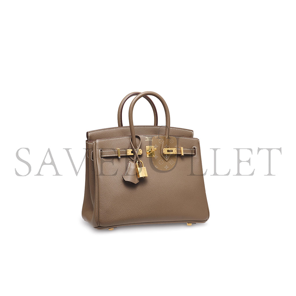 HERMES MASTER BIRKIN 25 EPSOM LEATHER MILK TEA GOLD BUCKLE HANDBAG 631655 (25*20*13cm)